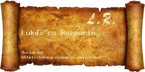 Lukács Rozmarin névjegykártya
